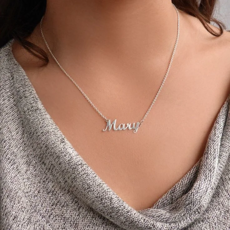 اسم فضيNames silver necklace