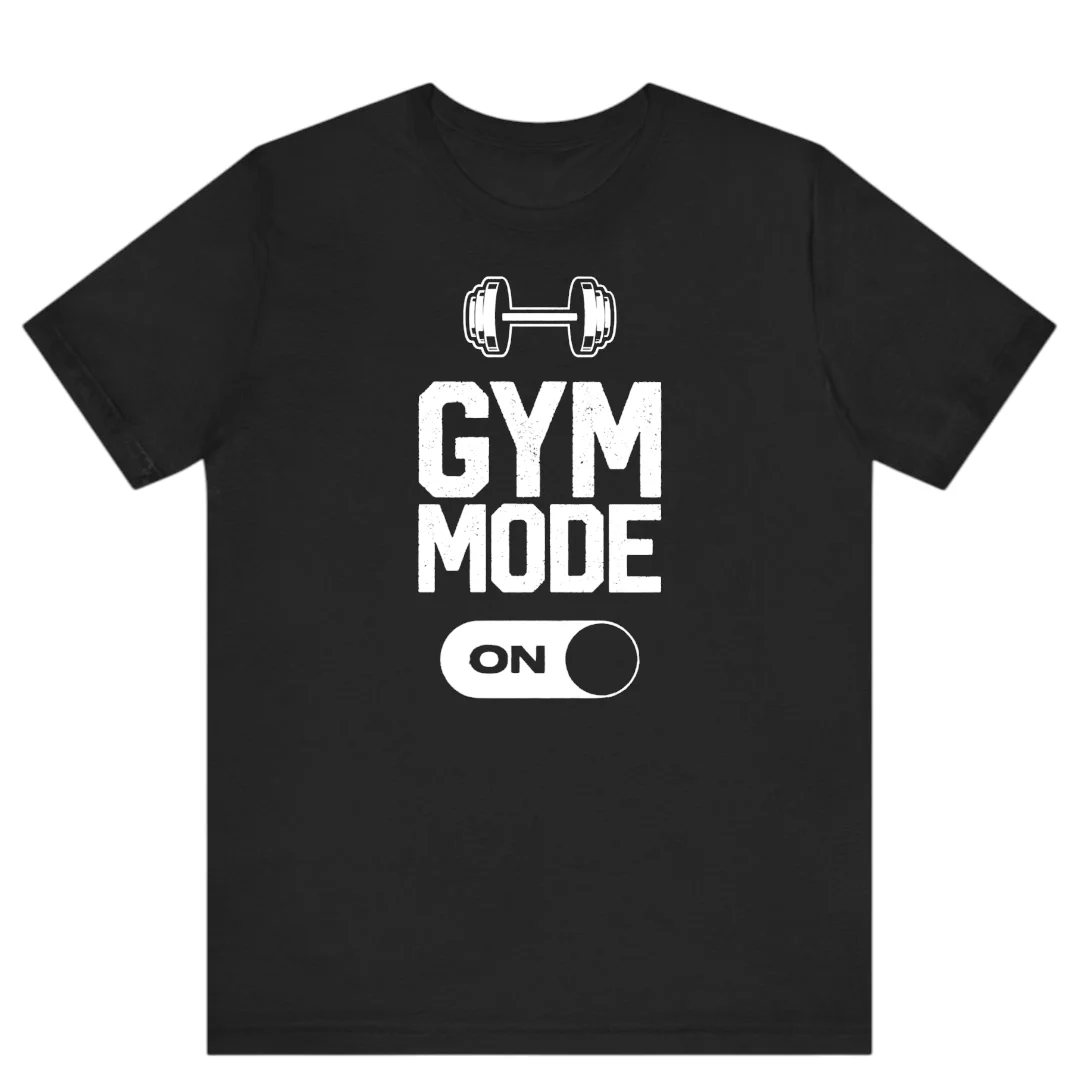 تيشيرت أسود — Half Sleeves Printed Gym Mode
