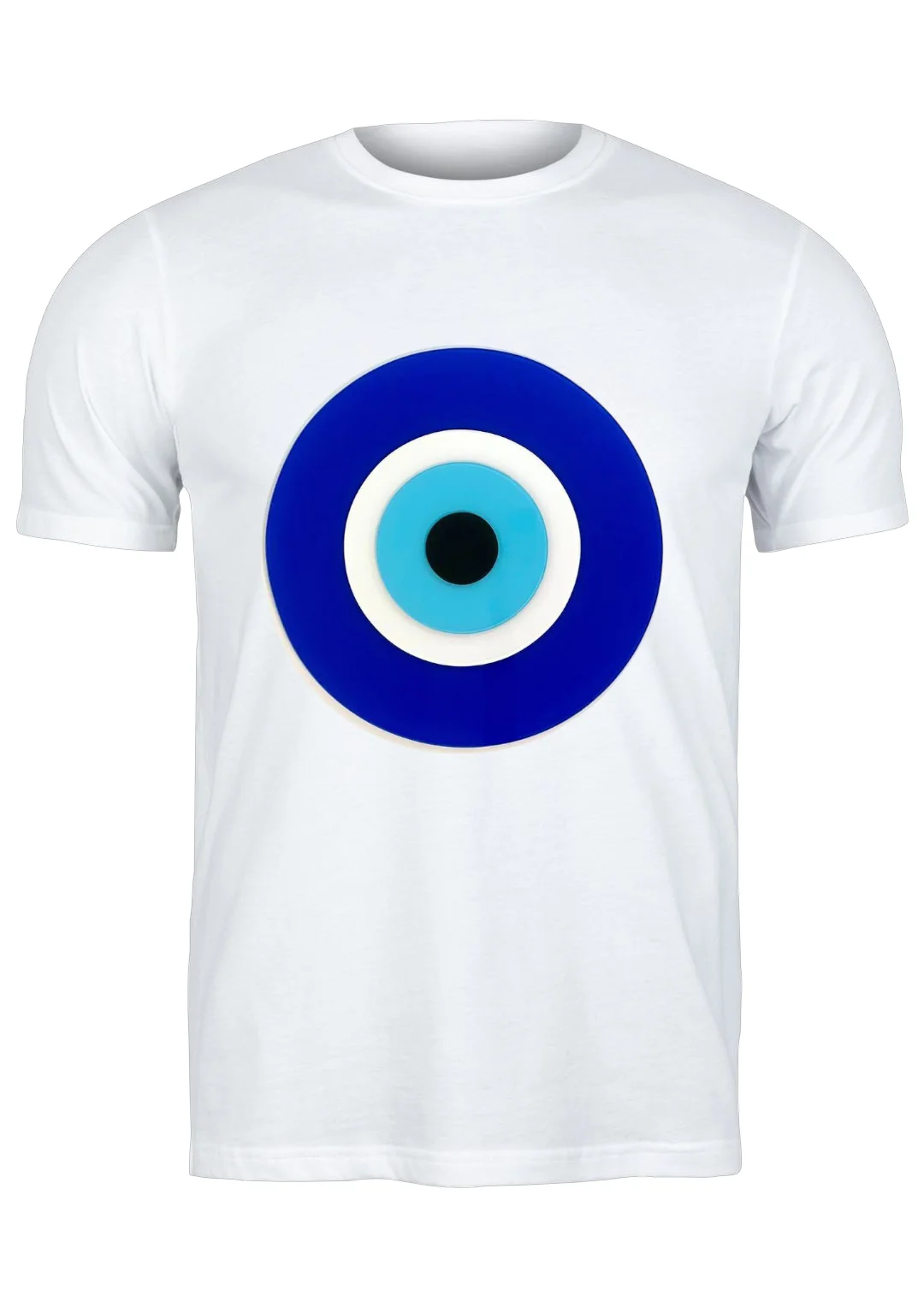 تيشيرت أبيض — Half Sleeves Printed Blue Eye