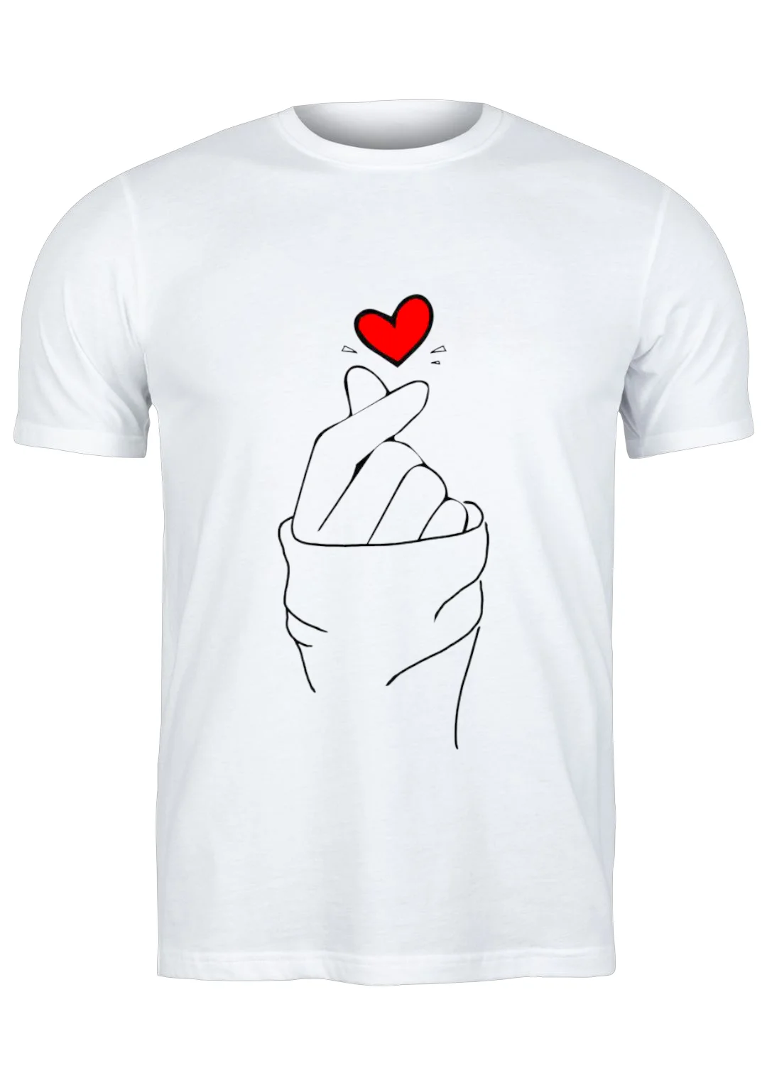 تيشيرت أبيض — Half Sleeves Printed Love Hand