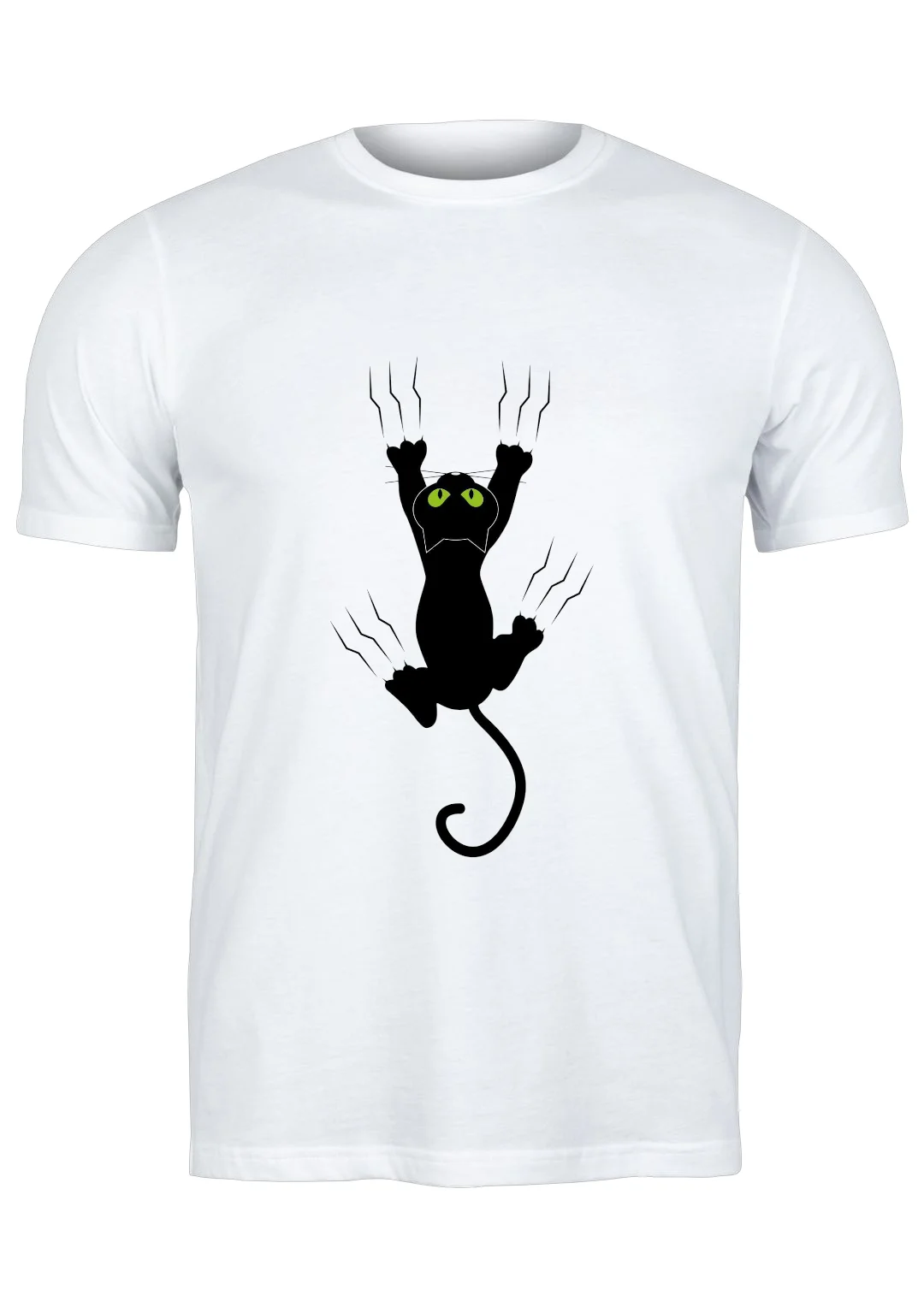 تيشيرت أبيض — Half Sleeves Printed Hanging Cat