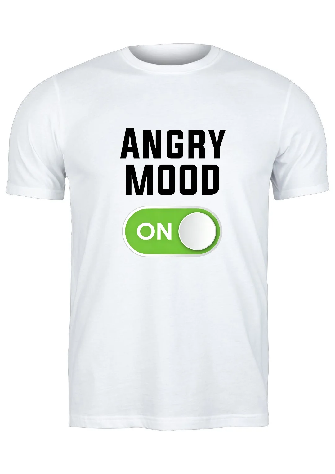 تيشيرت أبيض — Half Sleeves Printed Angry Mood
