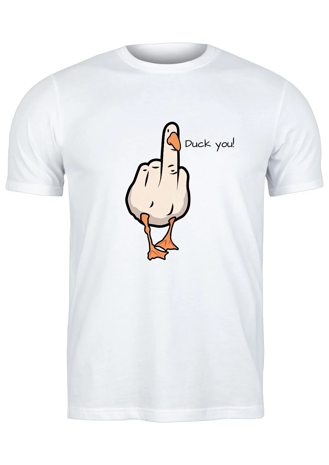 تيشيرت أبيض — Half Sleeves Printed Duck you