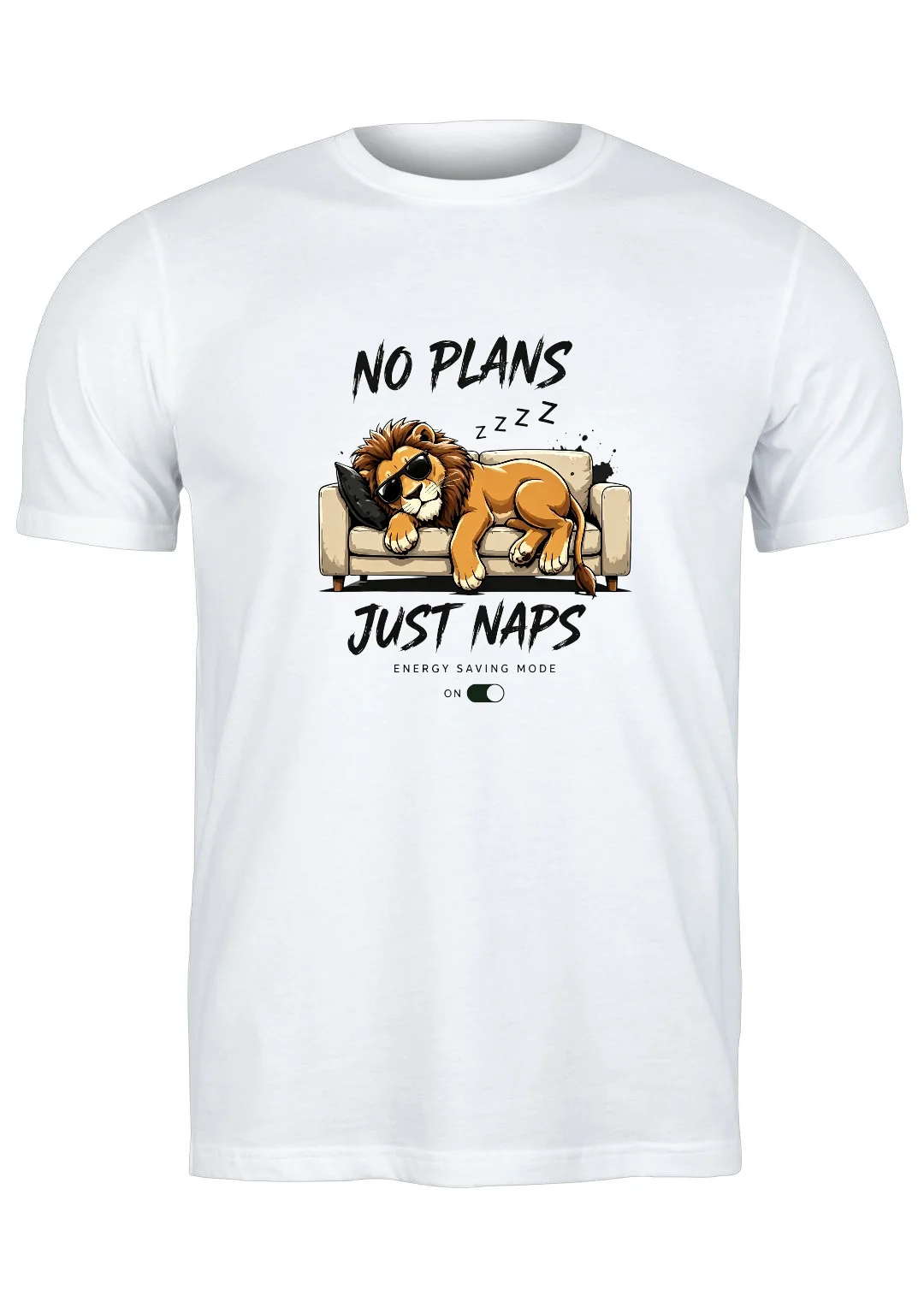 تيشيرت أبيض — Half Sleeves Printed No Plans just Naps