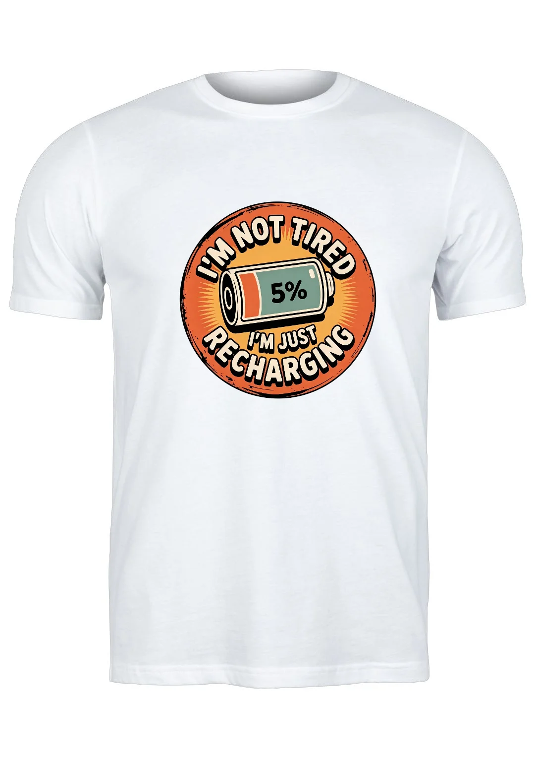 تيشيرت أبيض — Half Sleeves Printed I'm not a sleeping I'm just recharging