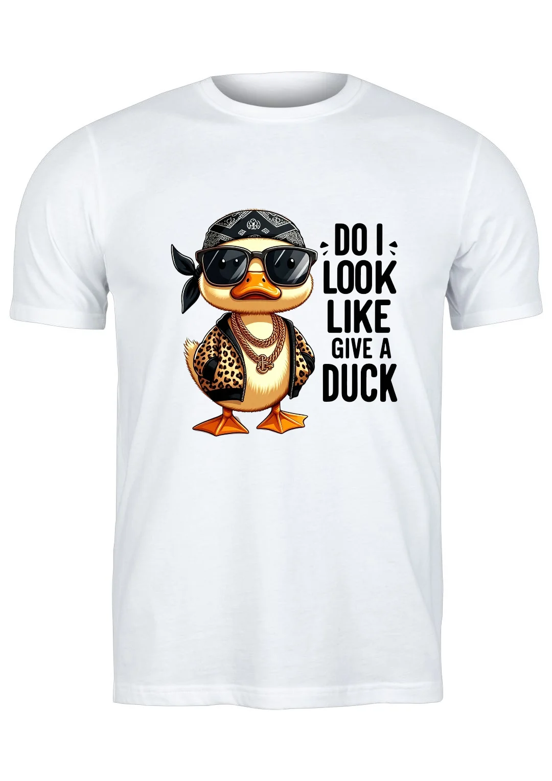 تيشيرت أبيض — Half Sleeves Printed Do I Look Like I Give A Duck