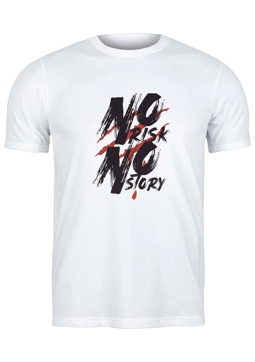 تيشيرت أبيض — Half Sleeves Printed No Risk No Story