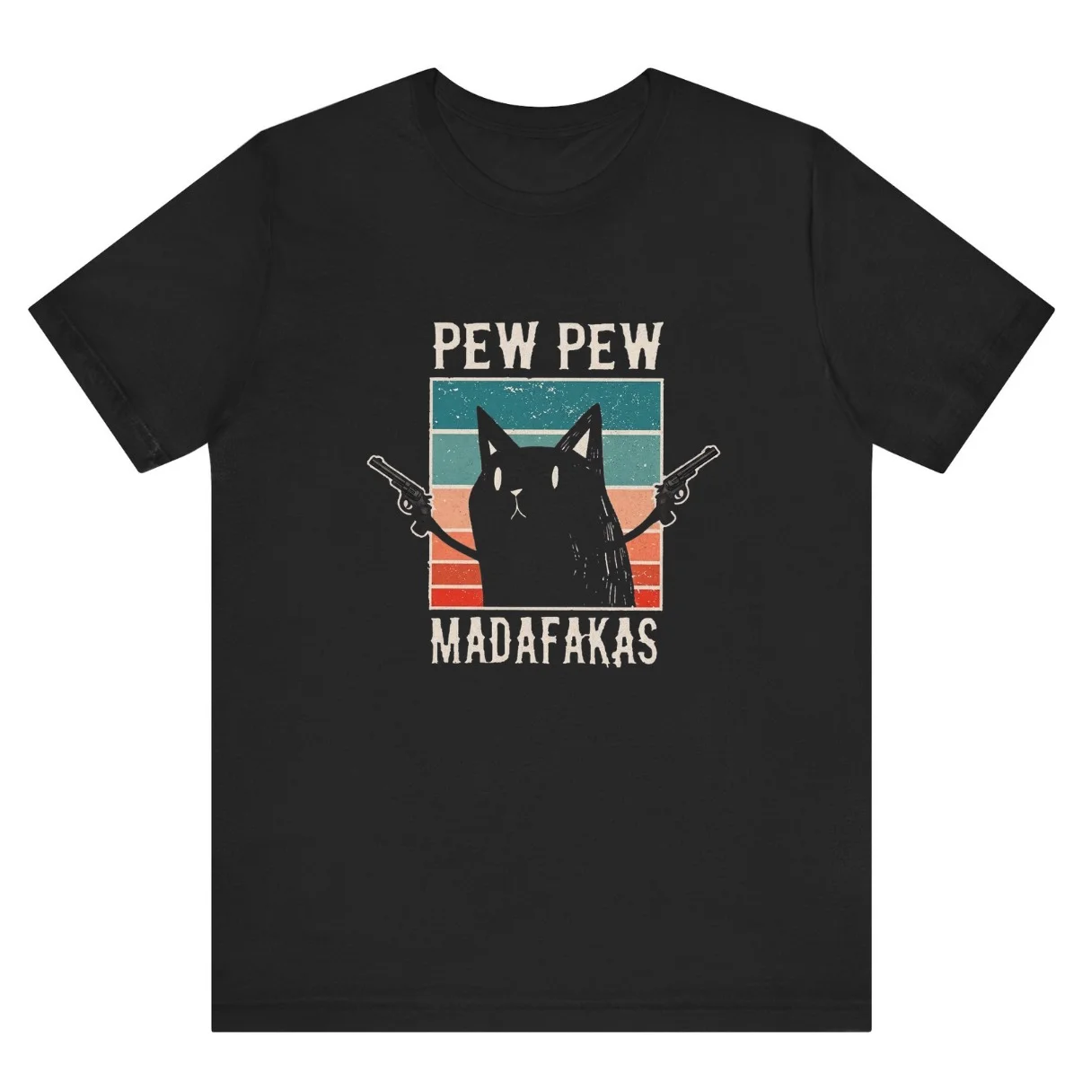 تيشيرت أسود — Half Sleeves Printed Pew Pew Madafakas