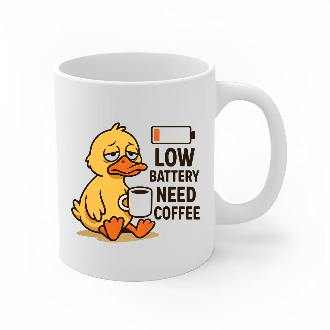 مج — Coffee Printed Low Battery Need Coffee