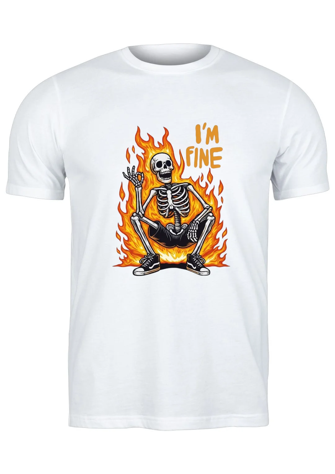 تيشيرت أبيض — Half Sleeves Printed I'm Fine