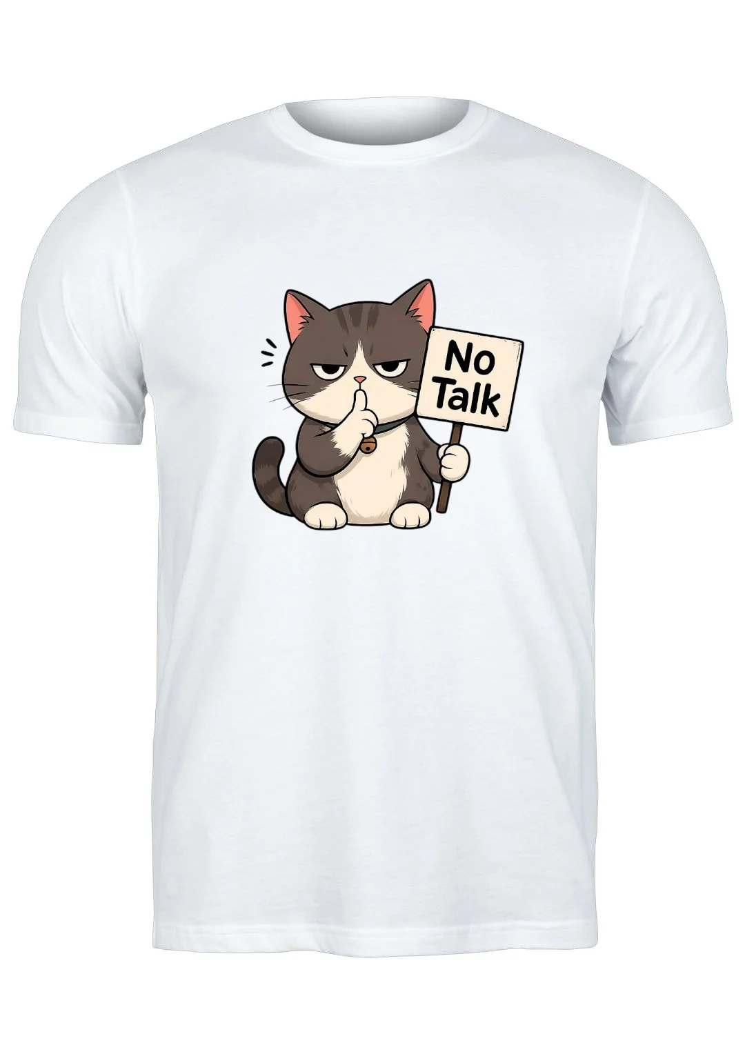 تيشيرت أبيض — Half Sleeves Printed No Talk