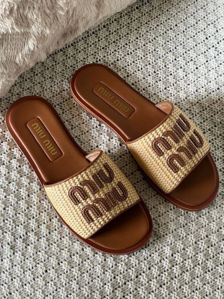 Miu Miu Canvas Sandals Naturale